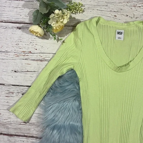 NSF Meadow Rib Dress Midi Dress in Limon - Picture 5 of 9